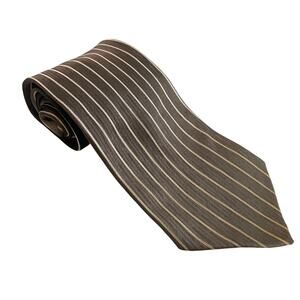 Alberto Zerra Brown Cream Striped 100% Silk Mens Tie